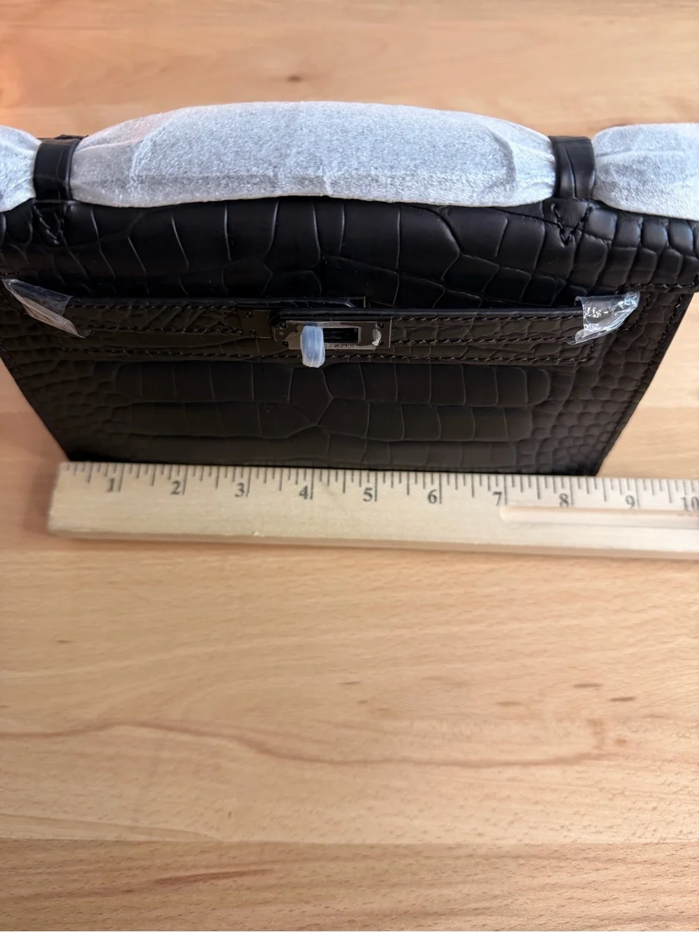 H So Black Matte embossed Alligator Kelly Pochette PVD hardware